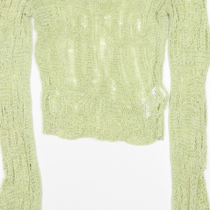 Urban Outfitters Women Green S Open Knit Sheer Pullover Jumper