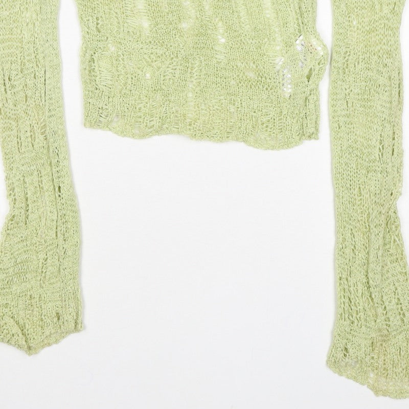 Urban Outfitters Women Green S Open Knit Sheer Pullover Jumper