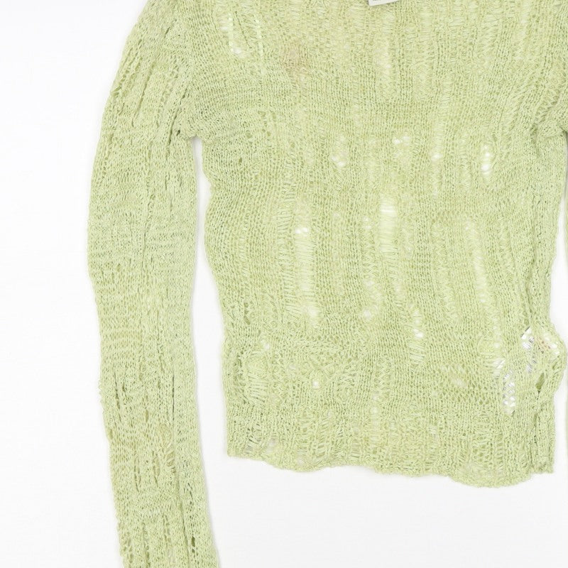 Urban Outfitters Women Green S Open Knit Sheer Pullover Jumper