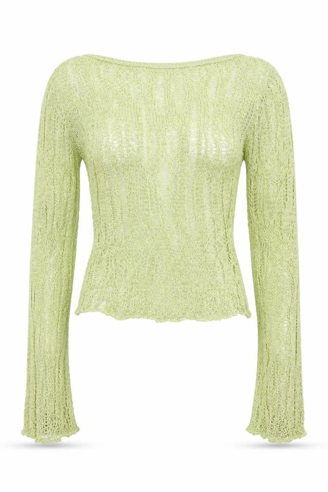 Urban Outfitters Women Green S Open Knit Sheer Pullover Jumper