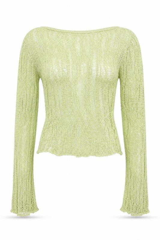 Urban Outfitters Women Green S Open Knit Sheer Pullover Jumper