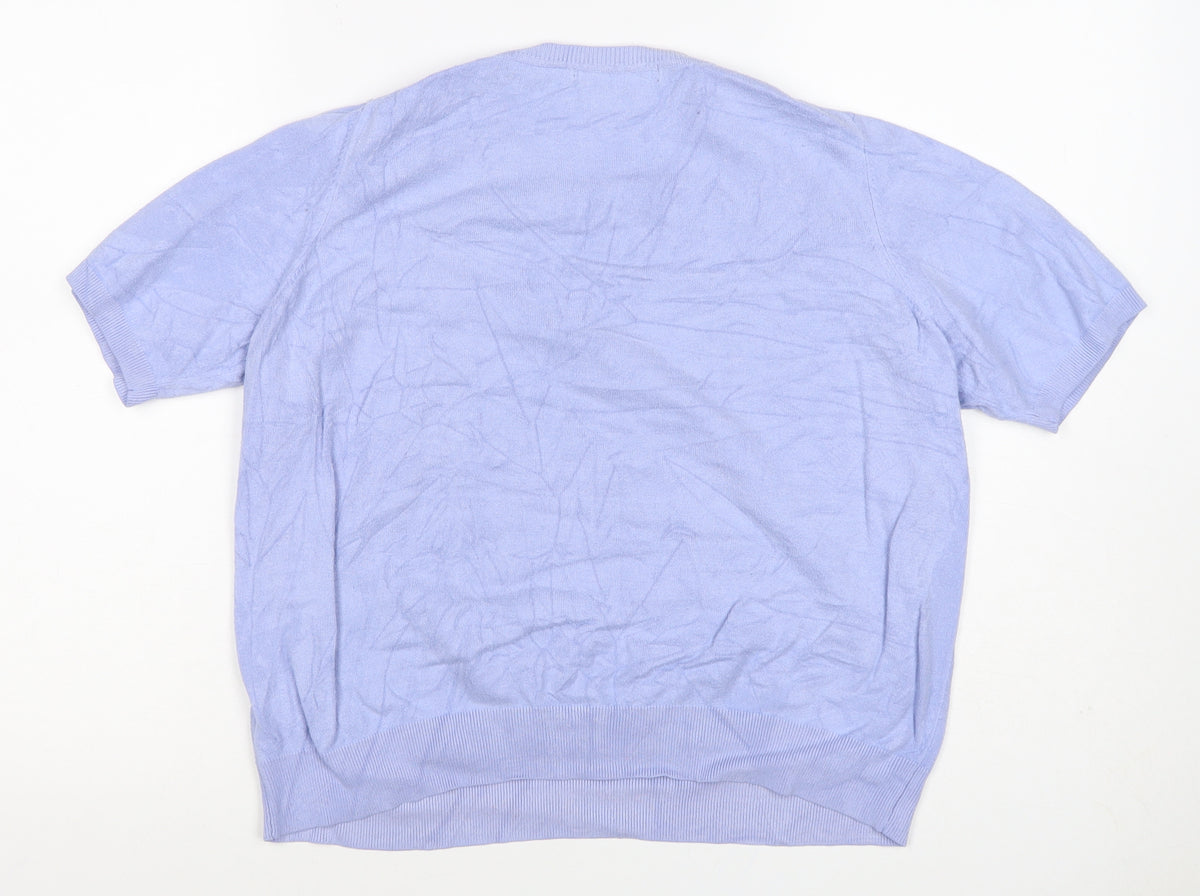 Marks and Spencer Women Blue UK 18 Basic Knit Short Sleeve Top