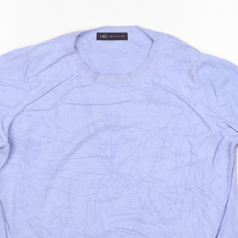 Marks and Spencer Women Blue UK 18 Basic Knit Short Sleeve Top