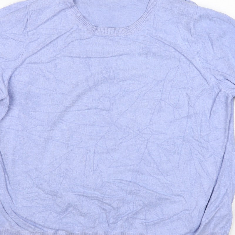 Marks and Spencer Women Blue UK 18 Basic Knit Short Sleeve Top