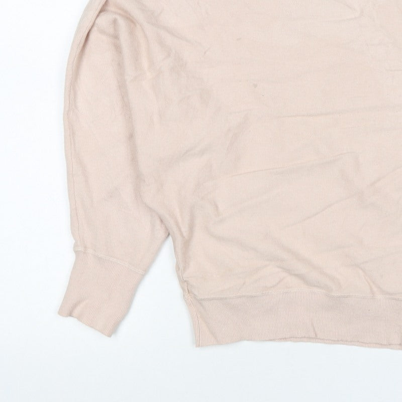 Chalk Women Beige One Size Crew Neck Long Sleeve Relaxed Pullover Jumper