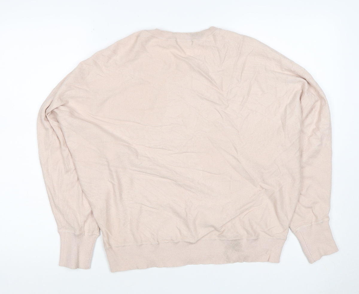 Chalk Women Beige One Size Crew Neck Long Sleeve Relaxed Pullover Jumper