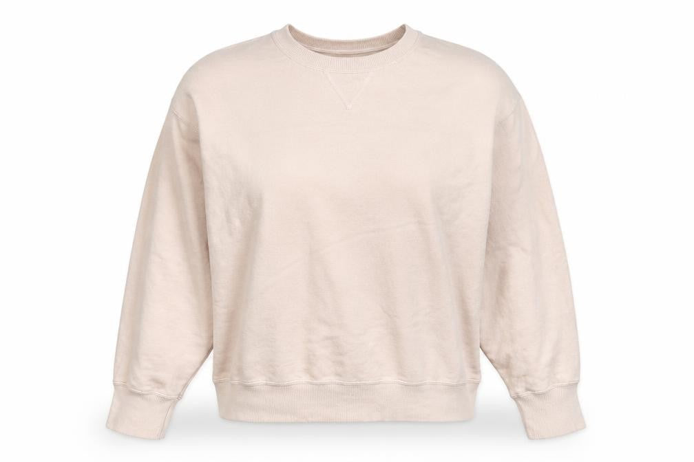 Chalk Women Beige One Size Crew Neck Long Sleeve Relaxed Pullover Jumper