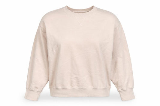 Chalk Women Beige One Size Crew Neck Long Sleeve Relaxed Pullover Jumper