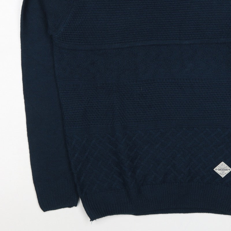 Threadbare Men’s Blue S Cable Knit Crew Neck Pullover Jumper