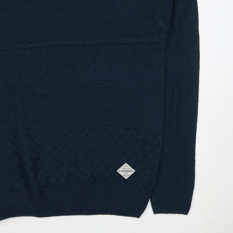 Threadbare Men’s Blue S Cable Knit Crew Neck Pullover Jumper