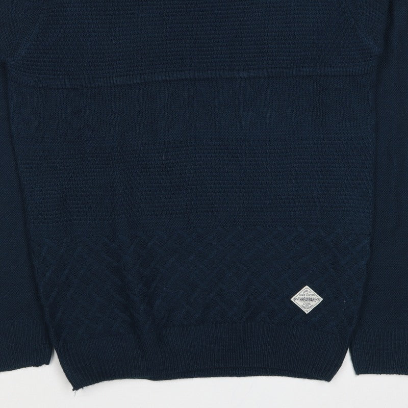 Threadbare Men’s Blue S Cable Knit Crew Neck Pullover Jumper