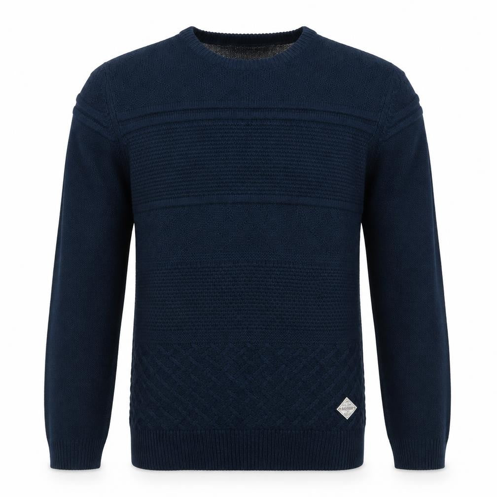 Threadbare Men’s Blue S Cable Knit Crew Neck Pullover Jumper