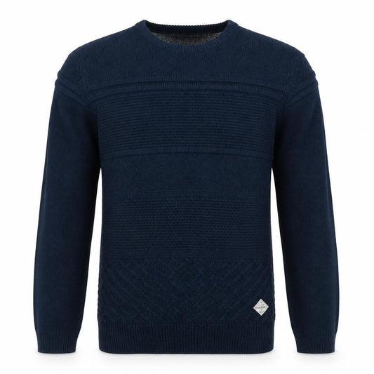 Threadbare Men’s Blue S Cable Knit Crew Neck Pullover Jumper