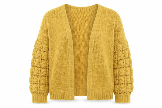 Yida Women’s Yellow XL Open Knit Alpaca Blend Cardigan Made in Italy