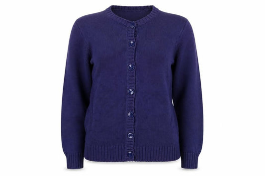 EWM Pure Classics Women Blue M Cotton Button Cardigan Long Sleeve