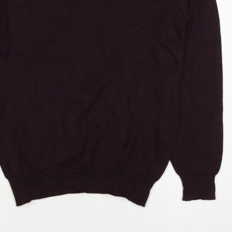 Thomas Nash Men's Brown S Cotton Crew Neck Rib Knit Pullover Jumper
