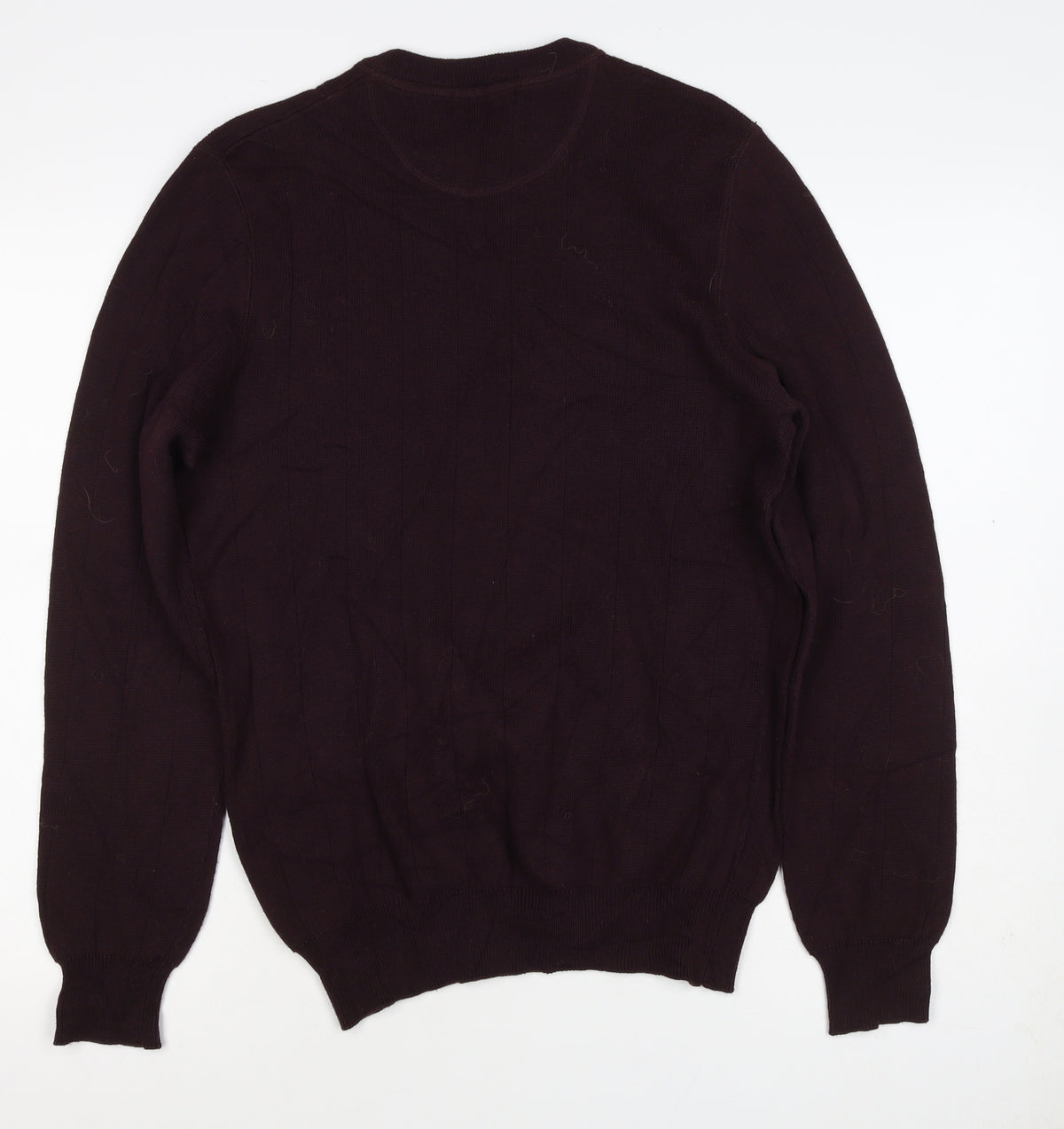 Thomas Nash Men's Brown S Cotton Crew Neck Rib Knit Pullover Jumper