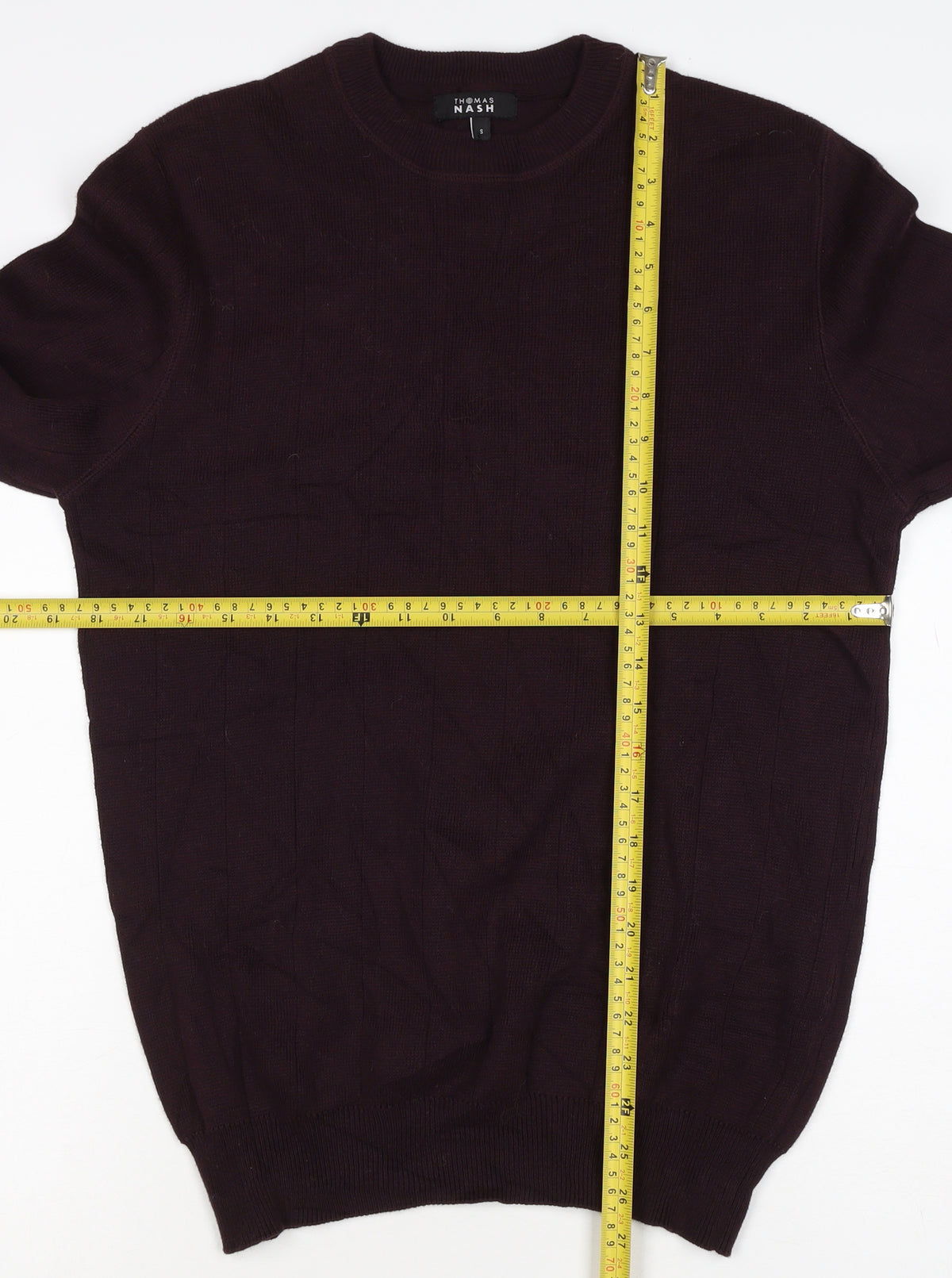 Thomas Nash Men's Brown S Cotton Crew Neck Rib Knit Pullover Jumper