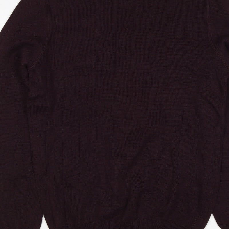 Thomas Nash Men's Brown S Cotton Crew Neck Rib Knit Pullover Jumper