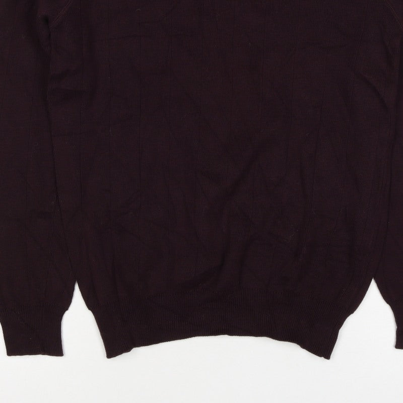 Thomas Nash Men's Brown S Cotton Crew Neck Rib Knit Pullover Jumper