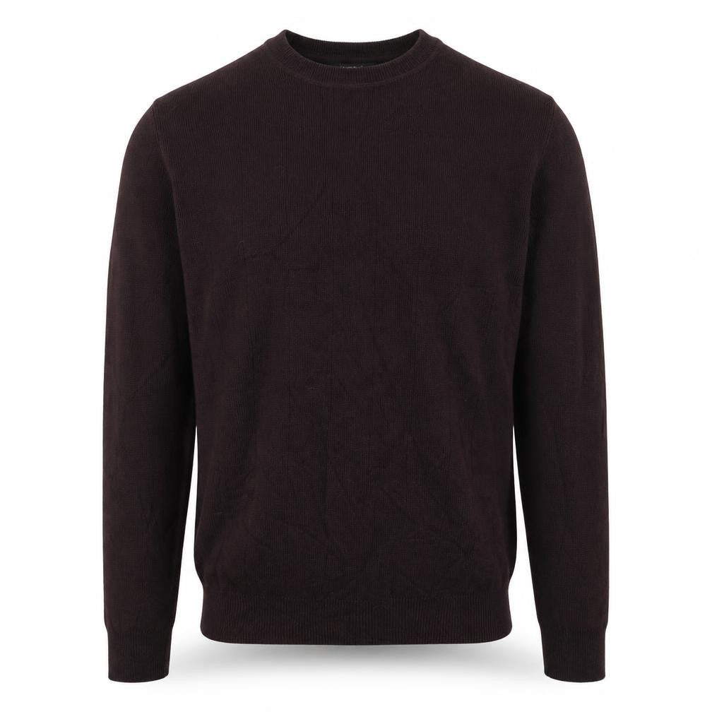 Thomas Nash Men's Brown S Cotton Crew Neck Rib Knit Pullover Jumper