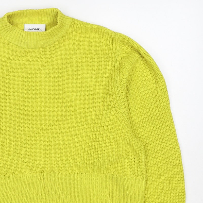 Monki Women Yellow S Chunky Knit Mock Neck Pullover Jumper