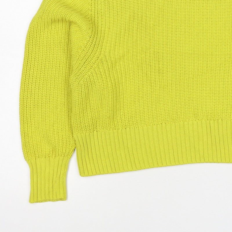 Monki Women Yellow S Chunky Knit Mock Neck Pullover Jumper