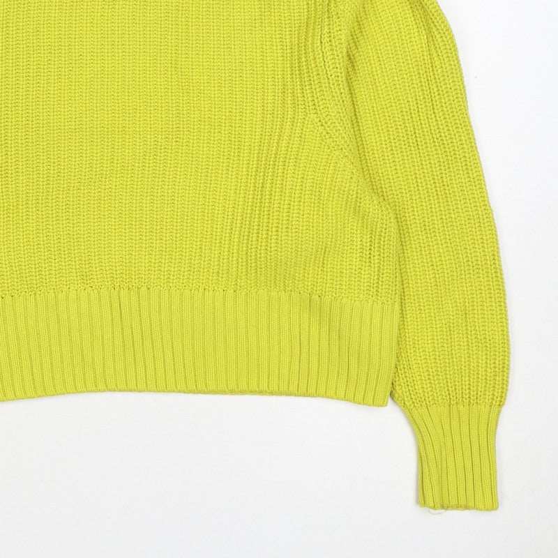 Monki Women Yellow S Chunky Knit Mock Neck Pullover Jumper