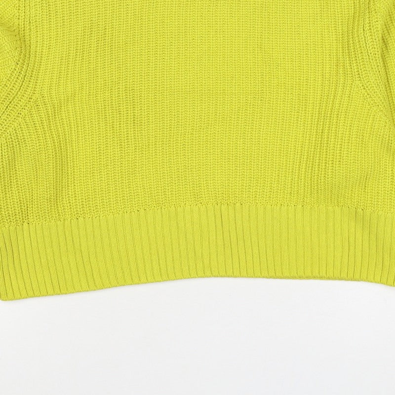 Monki Women Yellow S Chunky Knit Mock Neck Pullover Jumper