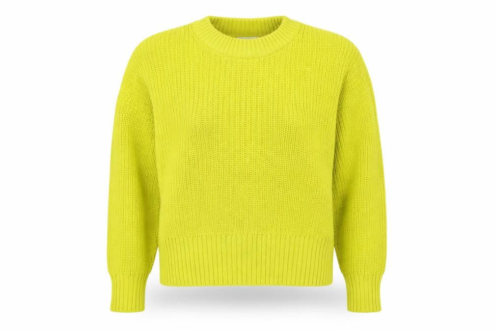 Monki Women Yellow S Chunky Knit Mock Neck Pullover Jumper