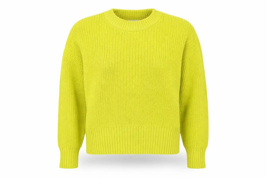 Monki Women Yellow S Chunky Knit Mock Neck Pullover Jumper