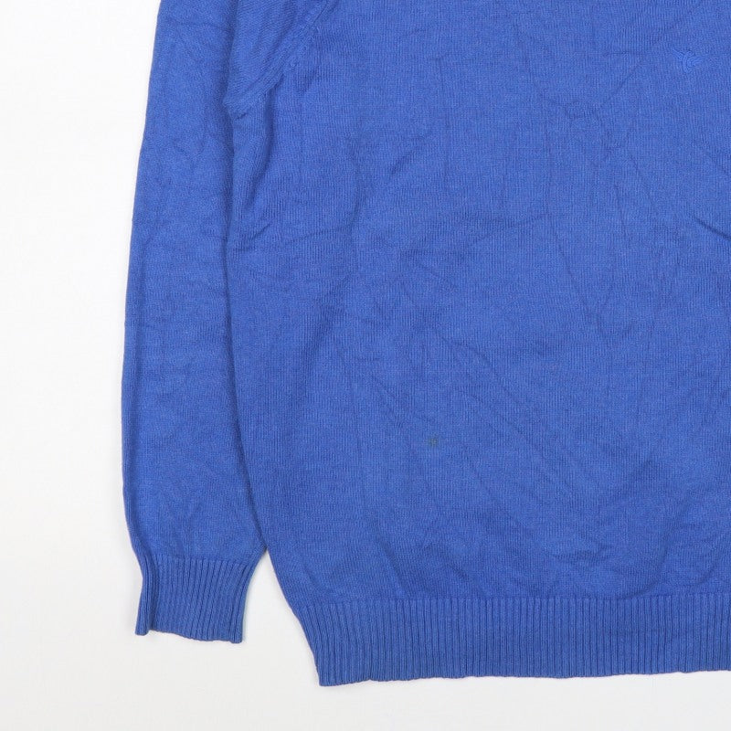Morley Men Blue Cotton Crew Neck Logo Pullover Jumper Size M