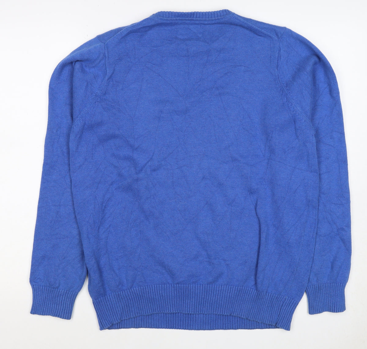Morley Men Blue Cotton Crew Neck Logo Pullover Jumper Size M