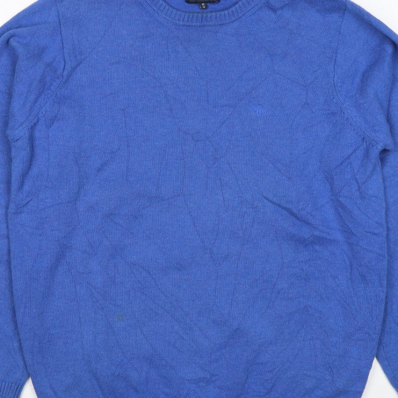 Morley Men Blue Cotton Crew Neck Logo Pullover Jumper Size M