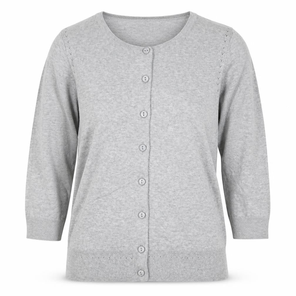 Dorothy Perkins Women Grey Size 12 Round Neck Button Cardigan