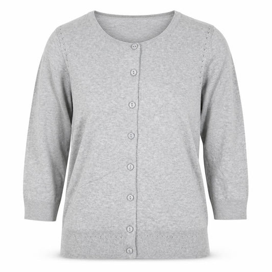 Dorothy Perkins Women Grey Size 12 Round Neck Button Cardigan