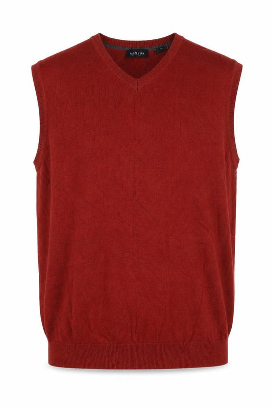 Van Heusen Men’s Red XL V-Neck 100% Cotton Knit Jumper Vest