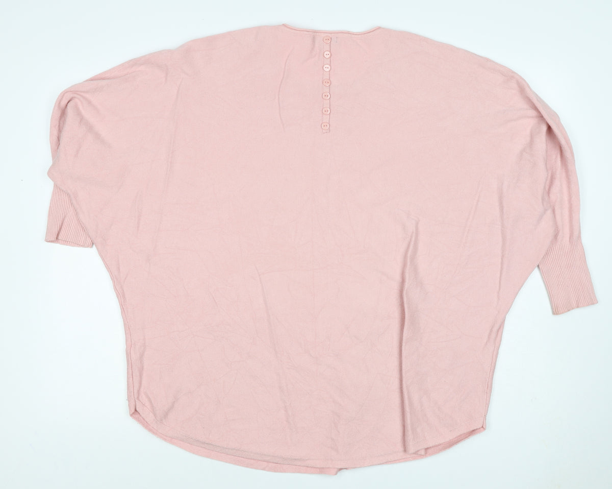 Orssina Women's Pink One Size Oversized Dolman Knit Pullover Jumper
