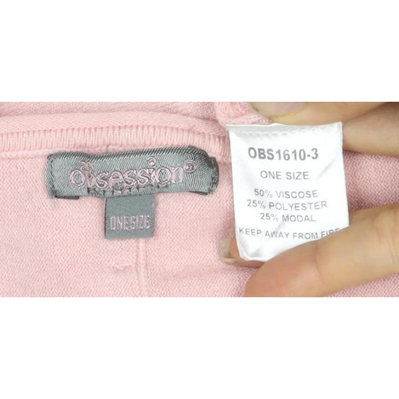Orssina Women's Pink One Size Oversized Dolman Knit Pullover Jumper