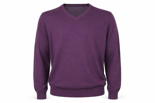 Jeff Banks Men’s Purple L Pure Cotton V-Neck Knit Pullover Jumper