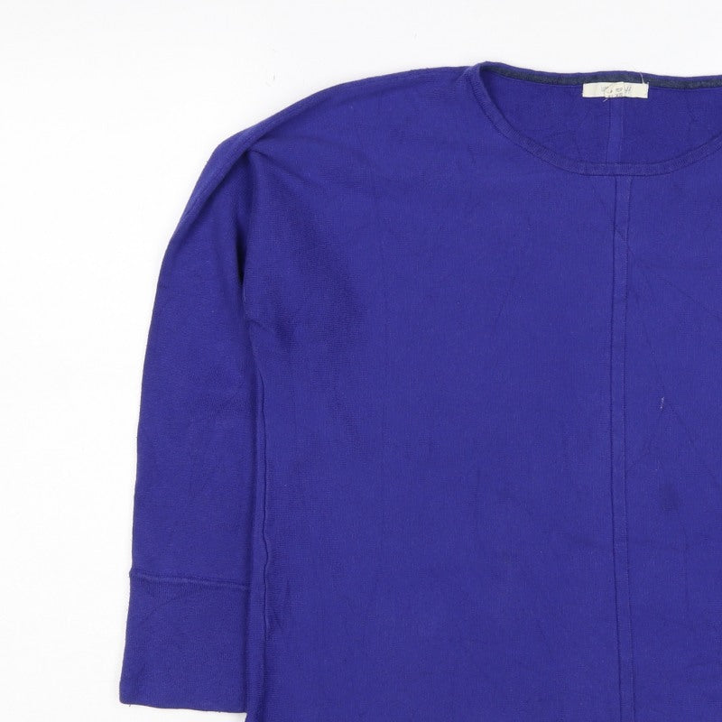 Women's Purple UK 18 Fine Knit Round Neck Long Sleeve Pullover Jumper
