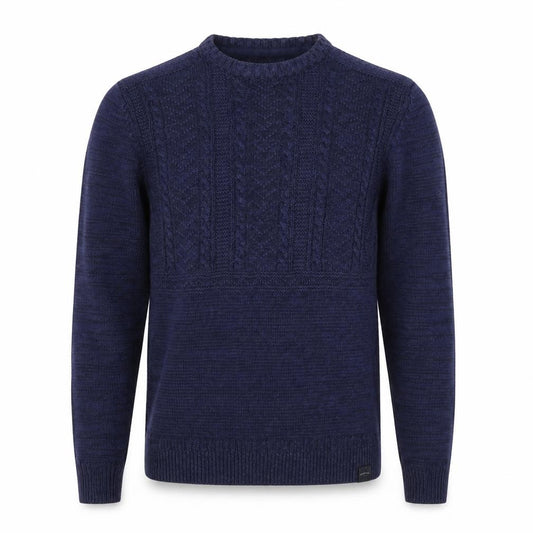 FatFace Men’s Blue XS Cable Knit High Neck Cotton Pullover Jumper