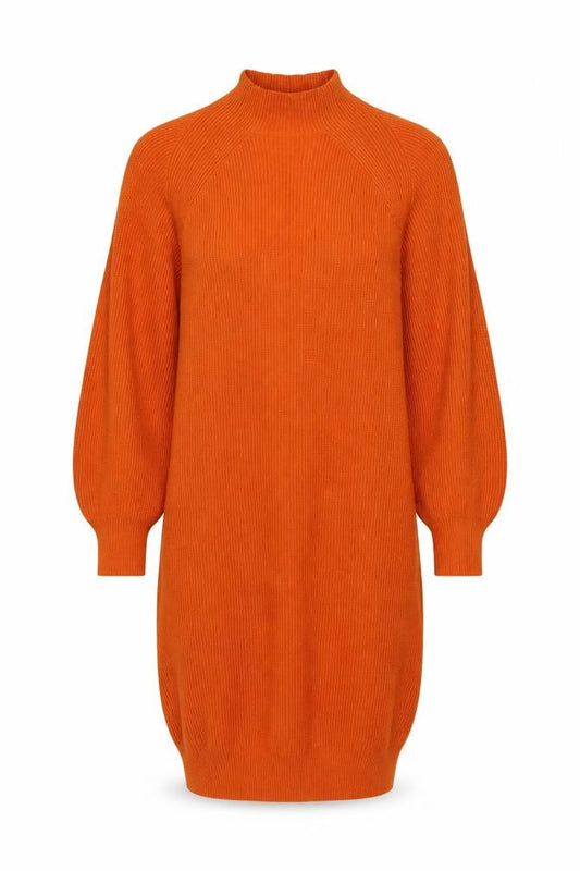 Phase Eight Women Orange S Knit Jumper Dress Mock Neck Long Sleeve