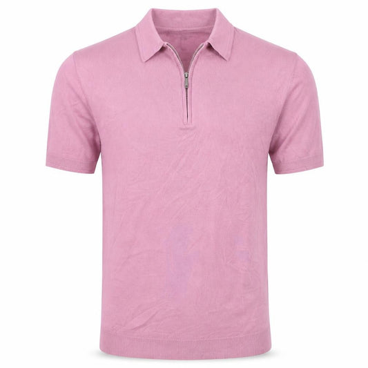 Frederik Anderson Copenhagen Men’s Pink S 1/4 Zip Cotton Knit Polo