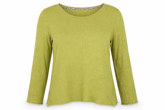 White Stuff Women Green UK 14 Linen Cotton Scoop Neck Knit Jumper