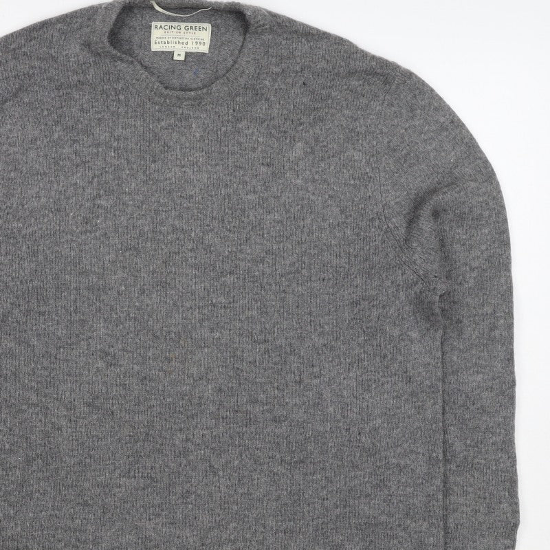 Racing Green Men’s Grey M Crew Neck Knit Pullover Jumper Classic