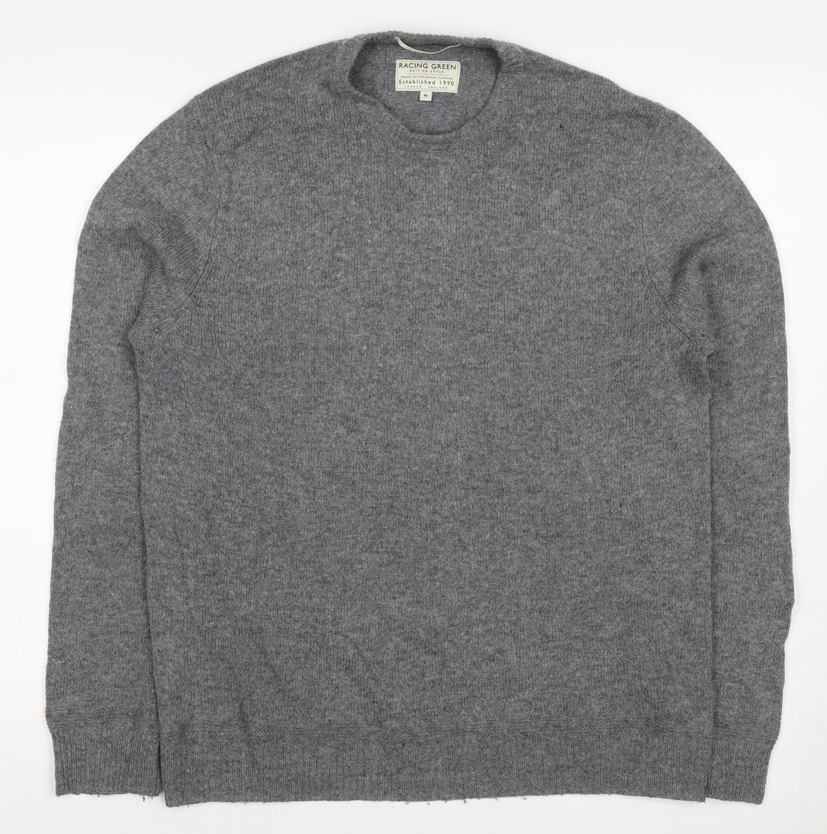 Racing Green Men’s Grey M Crew Neck Knit Pullover Jumper Classic
