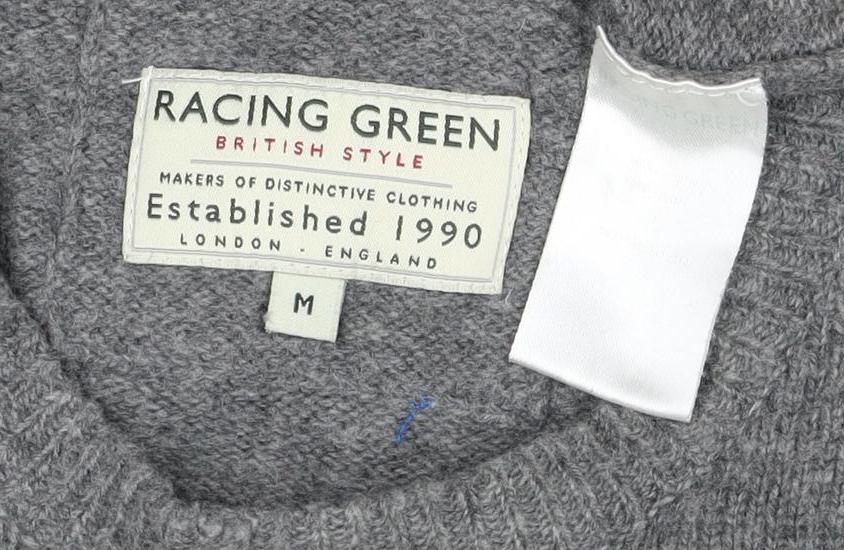 Racing Green Men’s Grey M Crew Neck Knit Pullover Jumper Classic