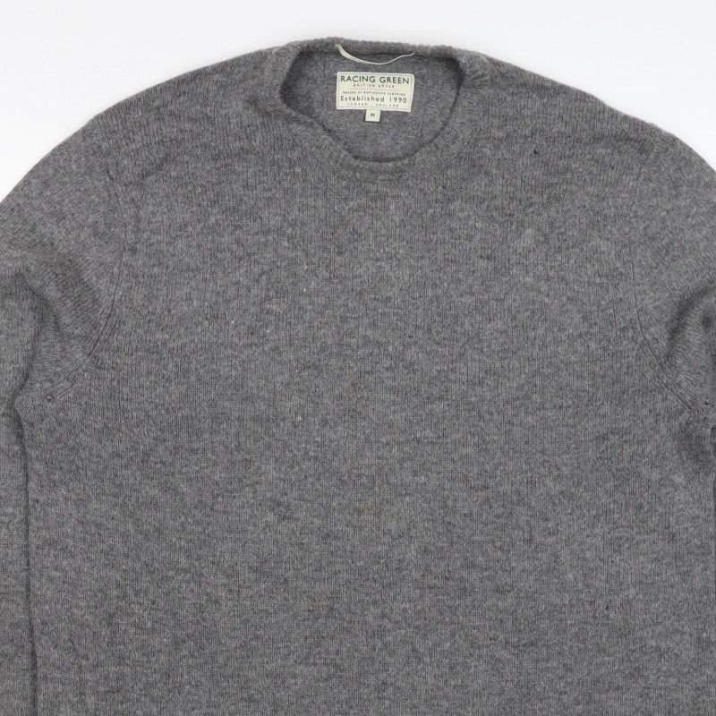 Racing Green Men’s Grey M Crew Neck Knit Pullover Jumper Classic