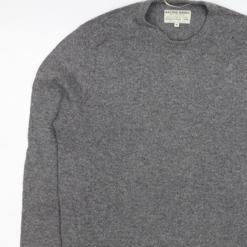 Racing Green Men’s Grey M Crew Neck Knit Pullover Jumper Classic